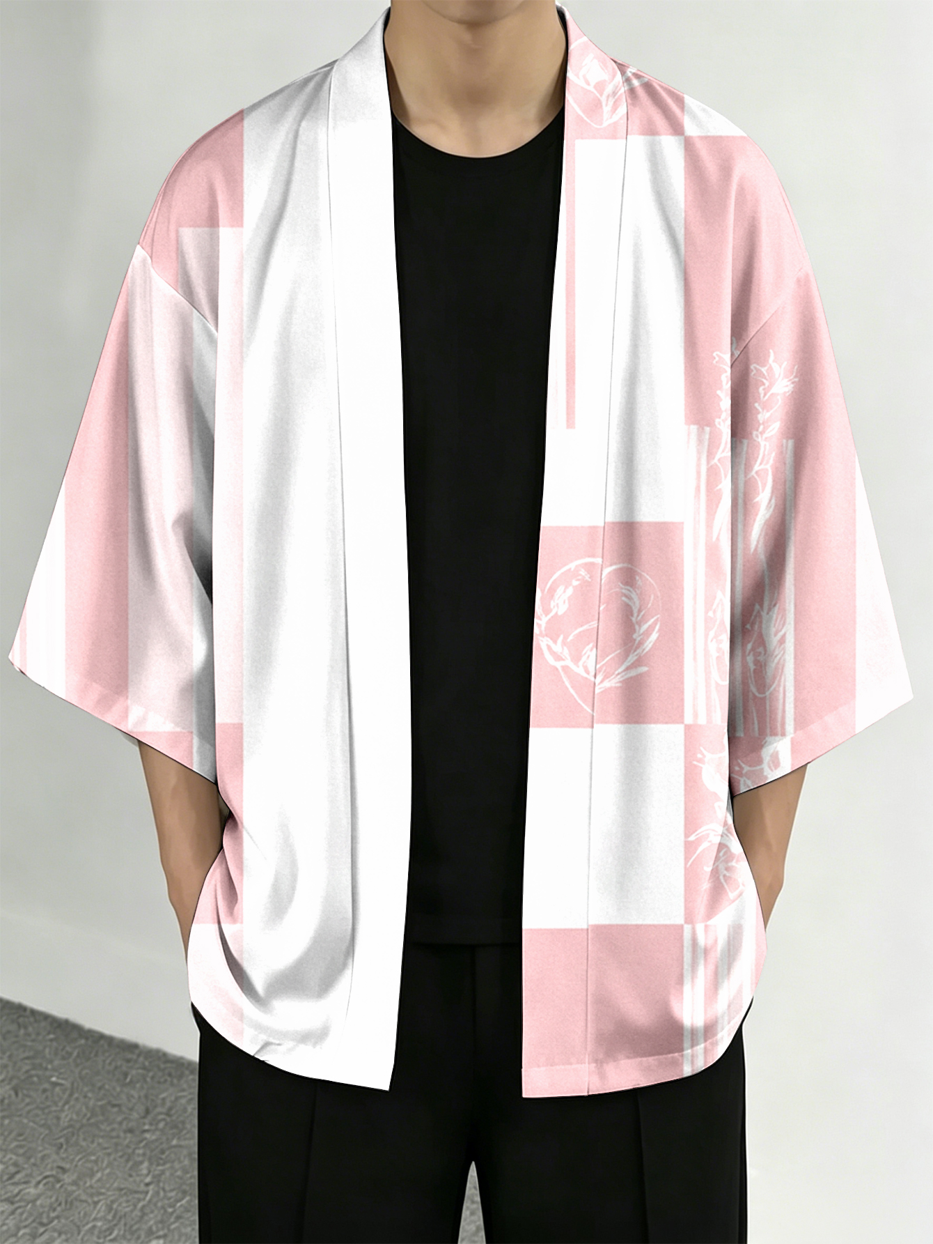 Resort Shirt Floral - Men's casual top Pink and White