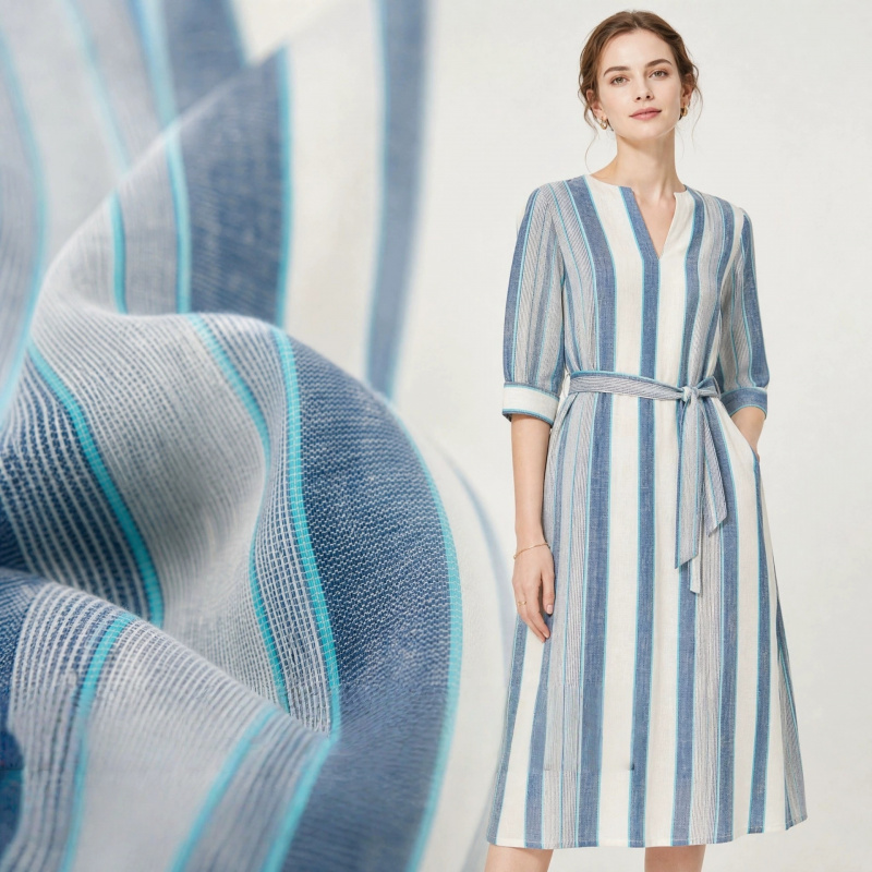 Linen Shirt Breathable - Fresh and artistic Blue and white