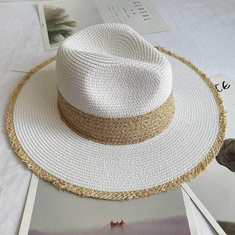 Fringed Brim Panama Hat Wide B - Bucket Hat Straw 评论和价格