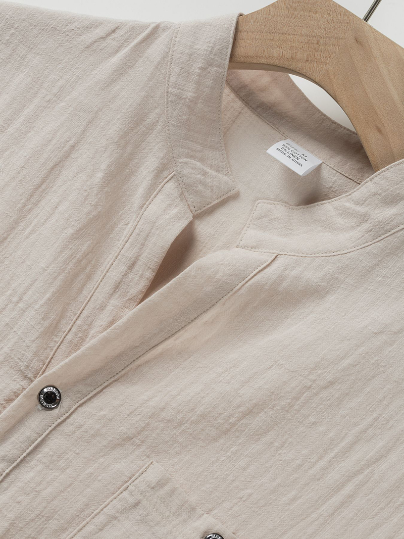 Men's Cotton Linen Henley Shir - Linen Shirt Breathable 评论和价格