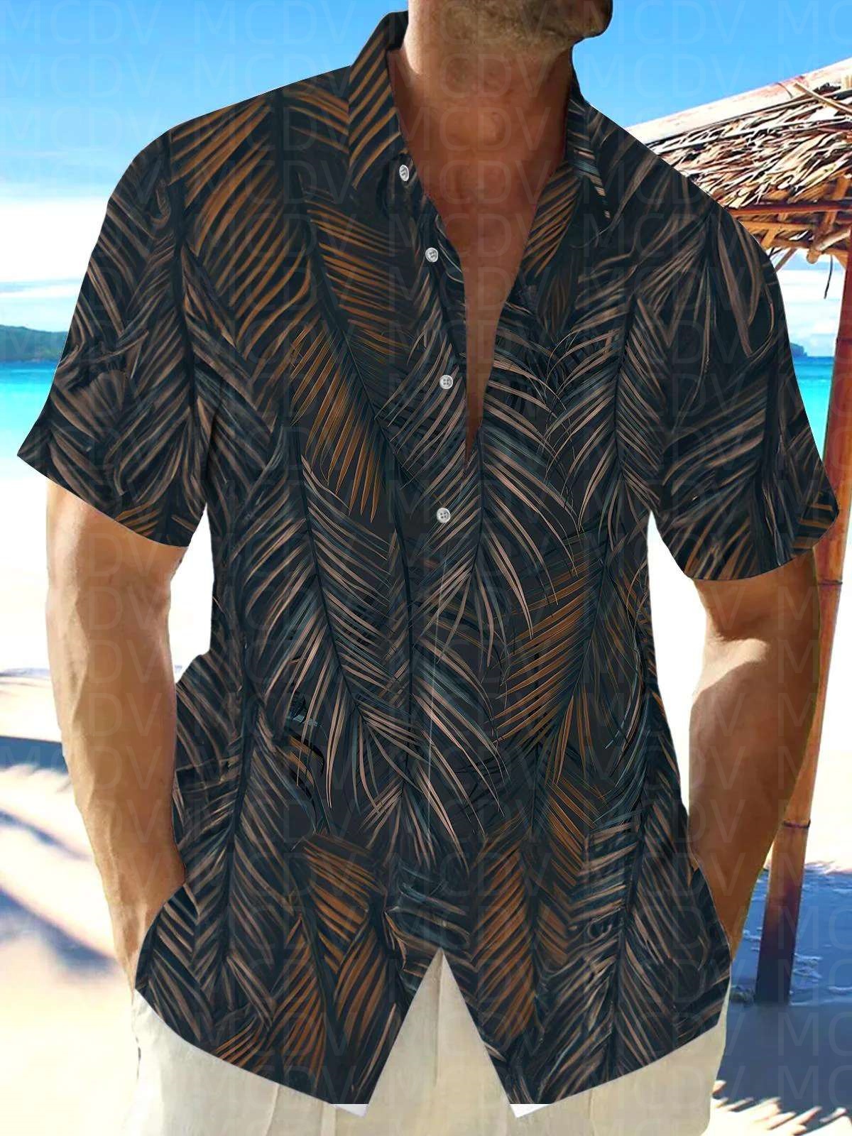 Cute Pattern Men's Hawaiian Sh - Shirt Camp Collar 评论和价格