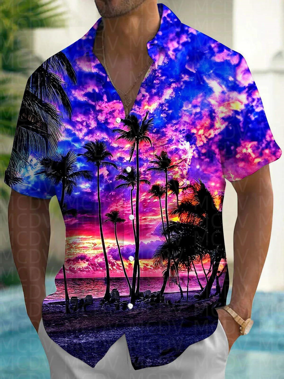 Cute Pattern Men's Hawaiian Sh - Shirt Camp Collar 评论和价格