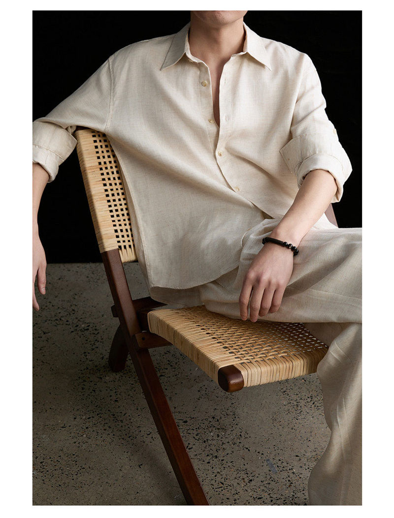 High-end Natural Linen Men's S - Linen Shirt Breathable 评论和价格