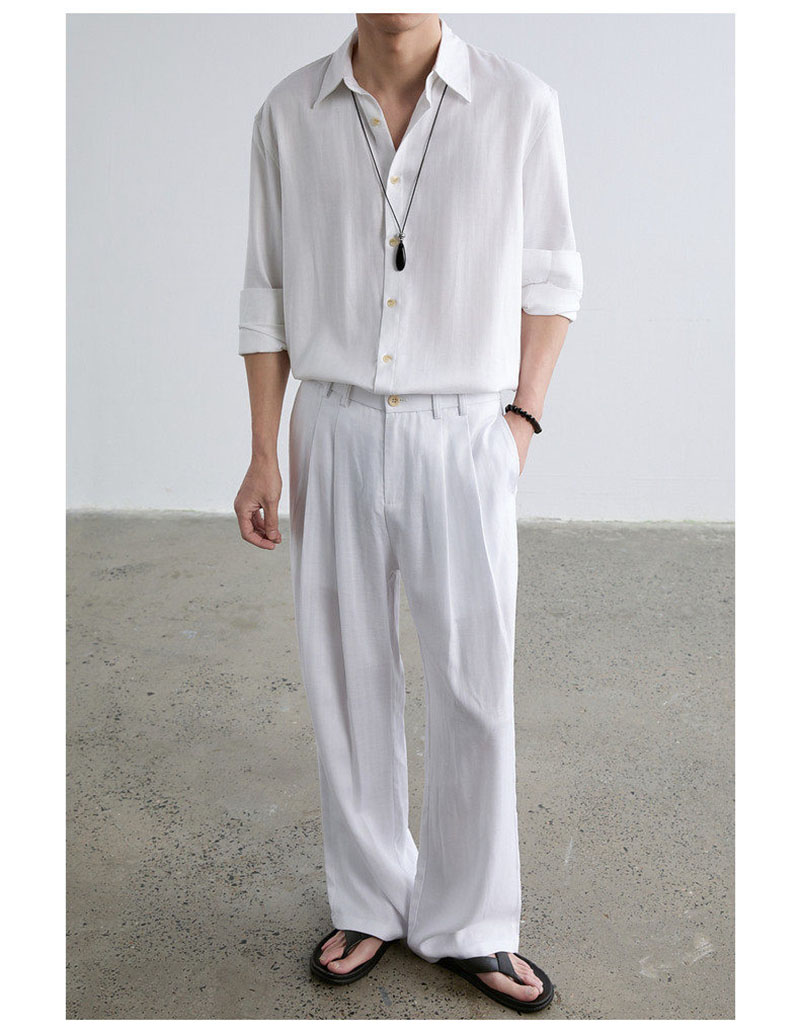 High-end Natural Linen Men's S - Linen Shirt Breathable 评论和价格