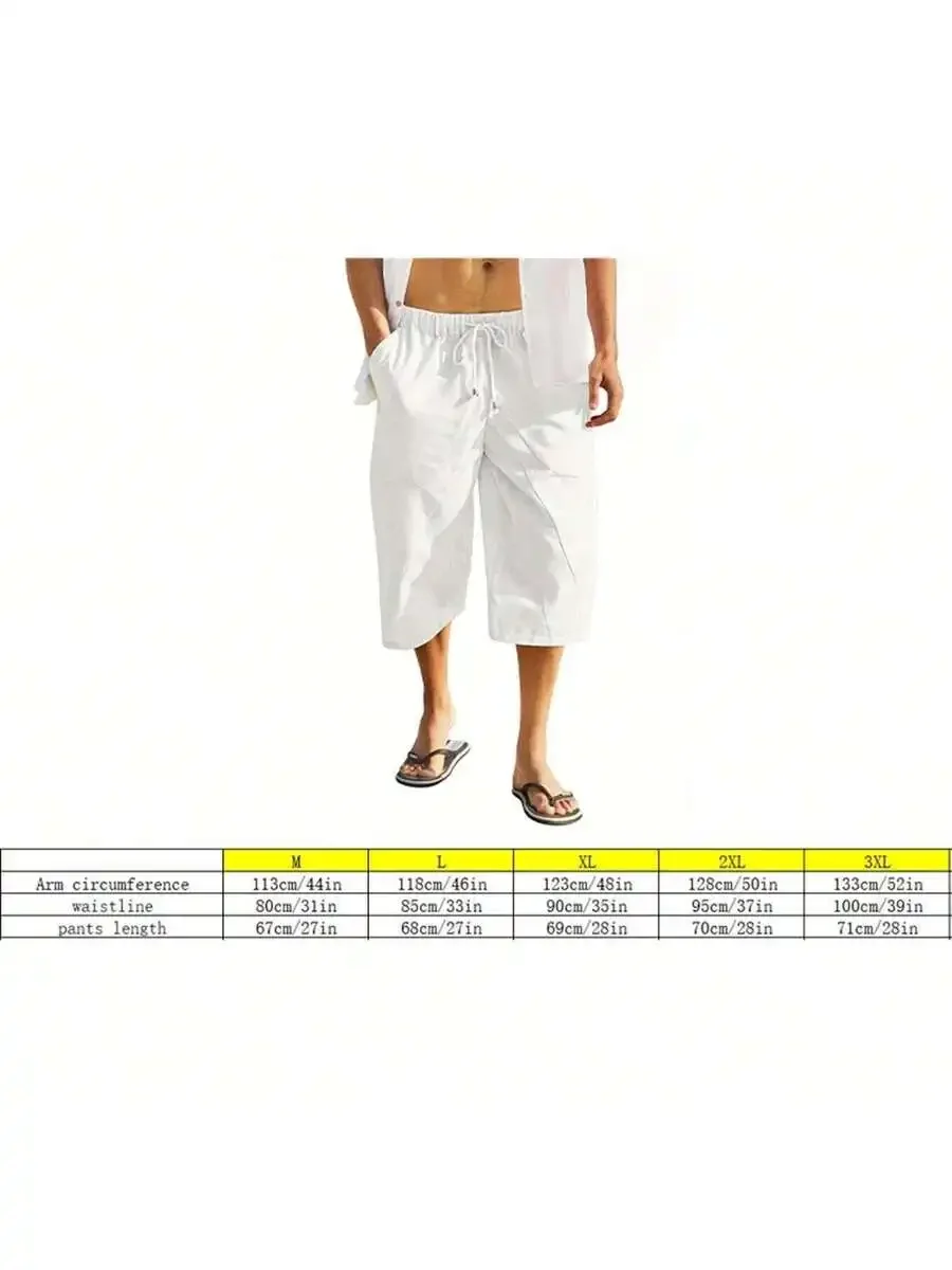 Mens Linen Beach Shorts Casual - Short Linen Drawstring 评论和价格