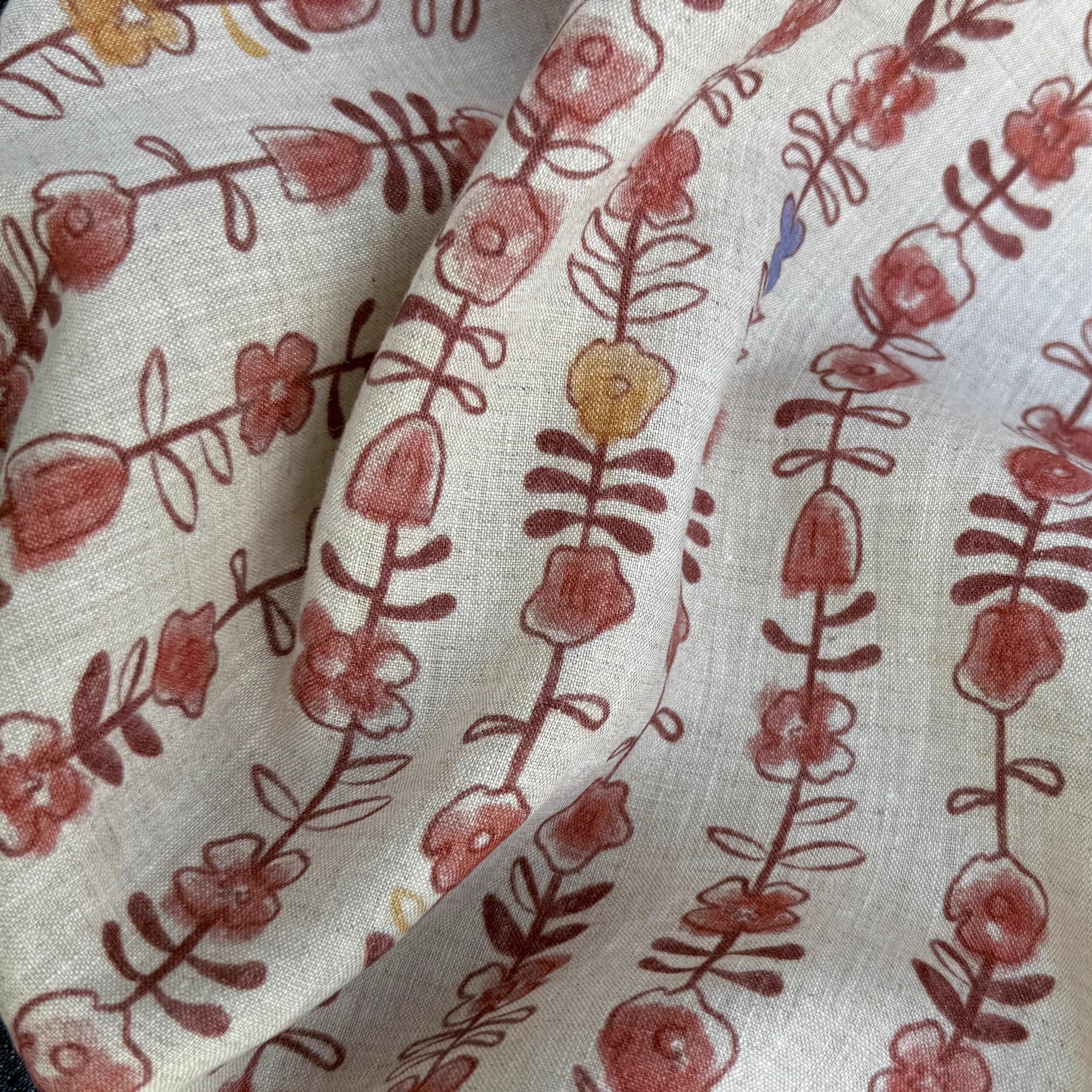 1yard Unique flowers print fab - Linen Shirt Breathable 评论和价格