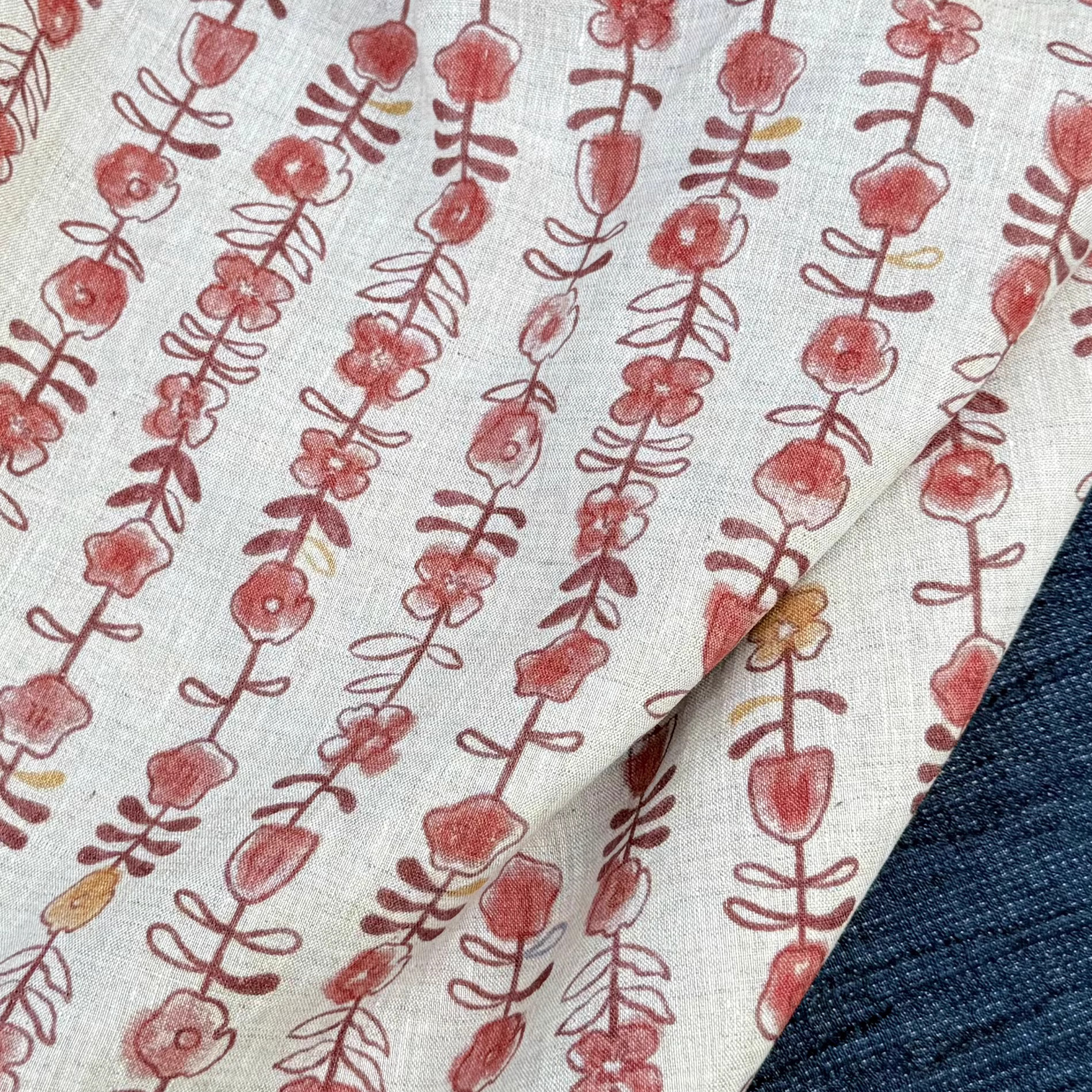 1yard Unique flowers print fab - Linen Shirt Breathable 评论和价格