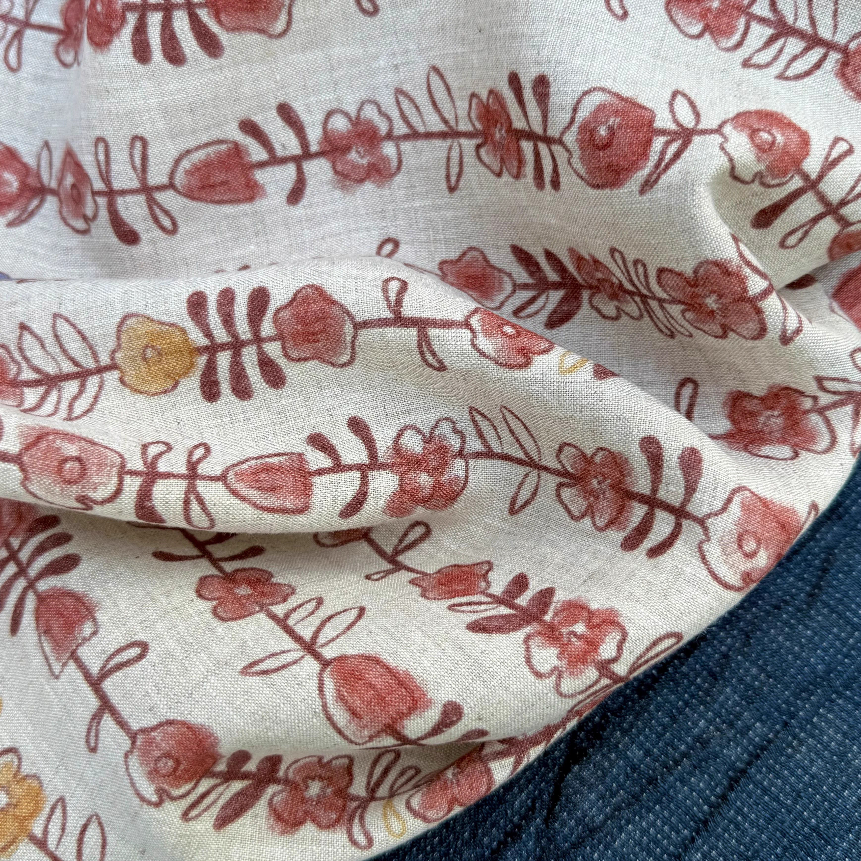 1yard Unique flowers print fab - Linen Shirt Breathable 评论和价格