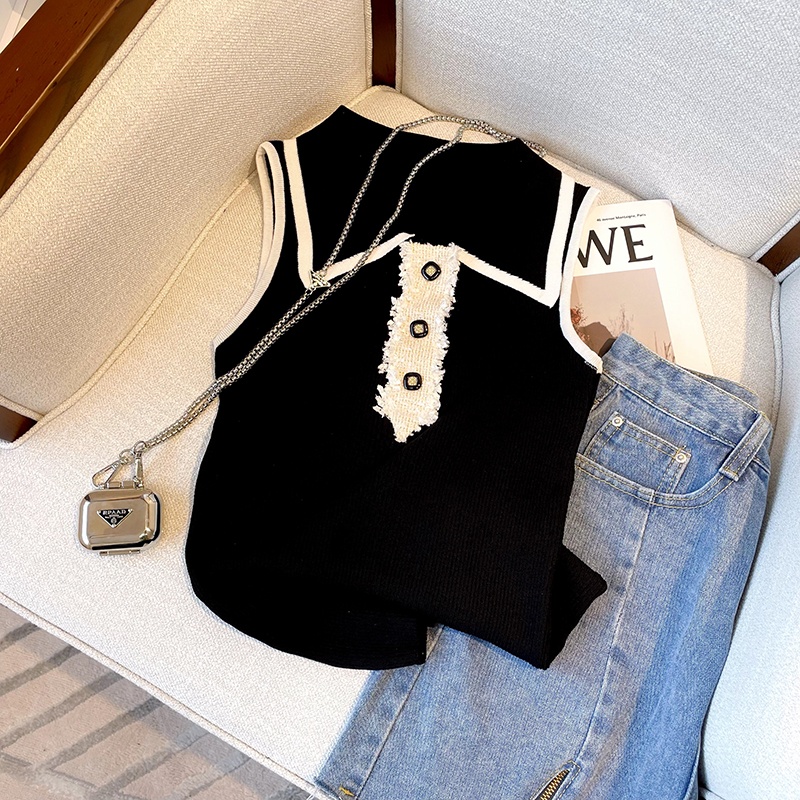 Slim Fit Knitted Vest Women's  - Shirt Camp Collar 评论和价格