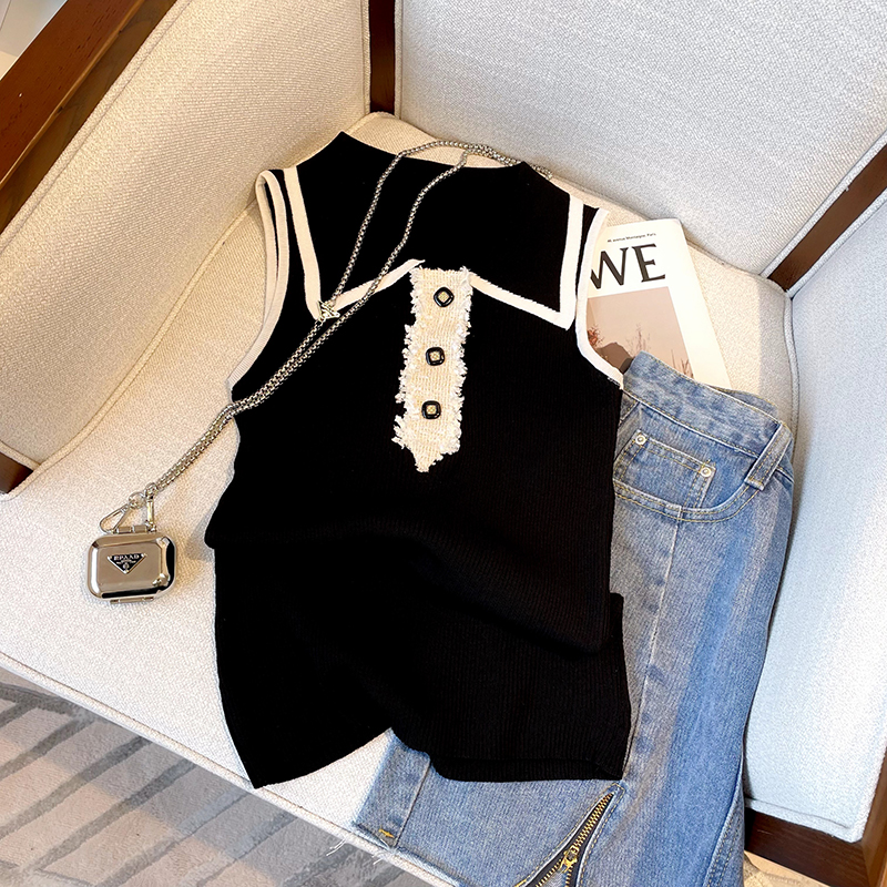 Slim Fit Knitted Vest Women's  - Shirt Camp Collar 评论和价格