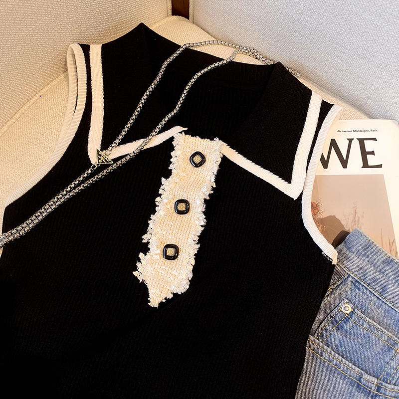 Slim Fit Knitted Vest Women's  - Shirt Camp Collar 评论和价格