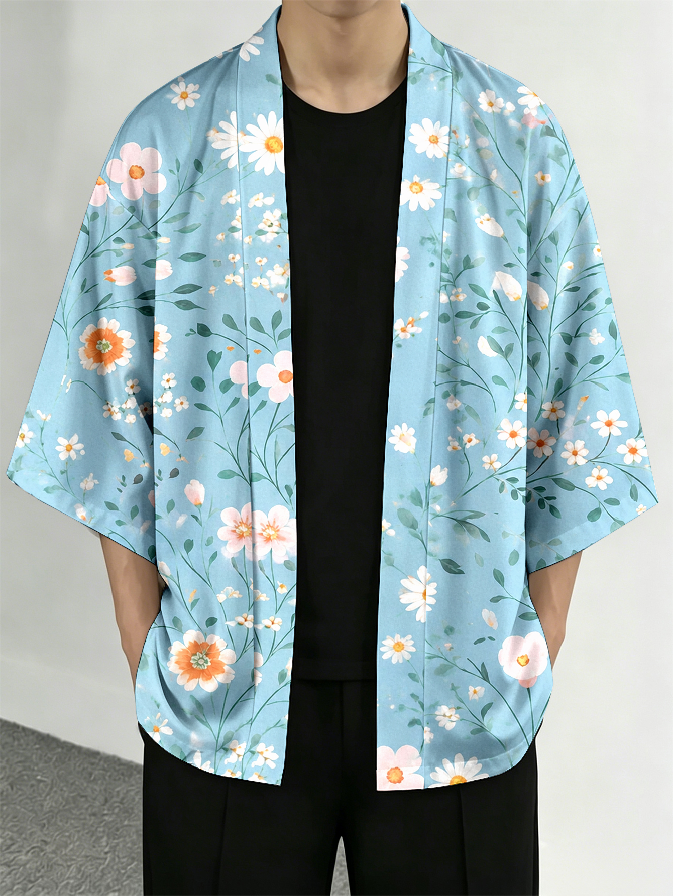 Men's casual top Floral Blue C - Resort Shirt Floral 评论和价格