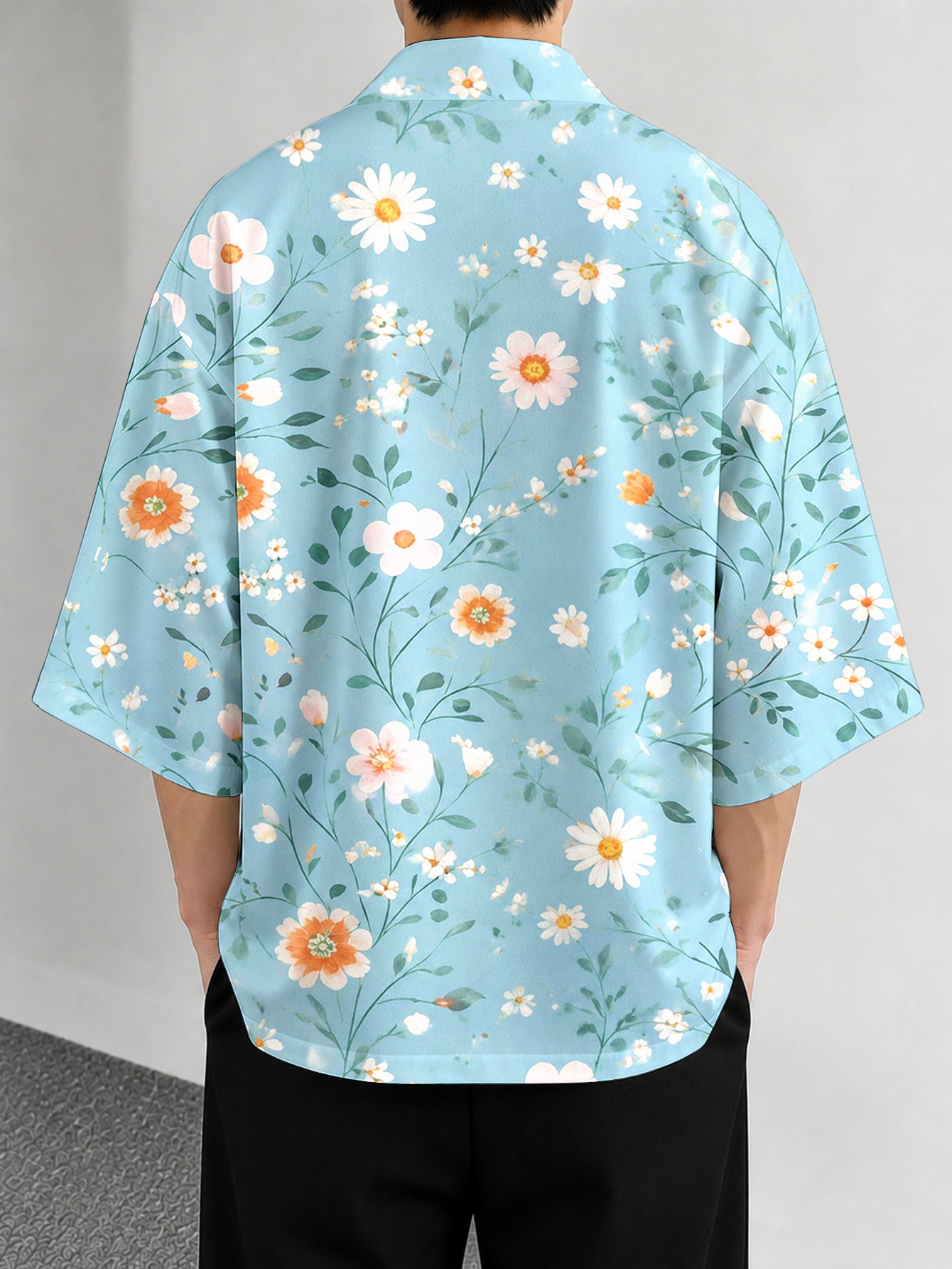 Men's casual top Floral Blue C - Resort Shirt Floral 评论和价格