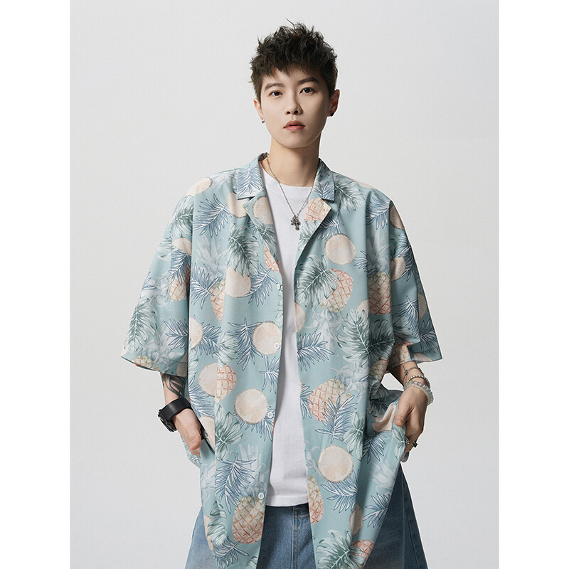 Summer Vintage Floral Print Lo - Resort Shirt Floral 评论和价格