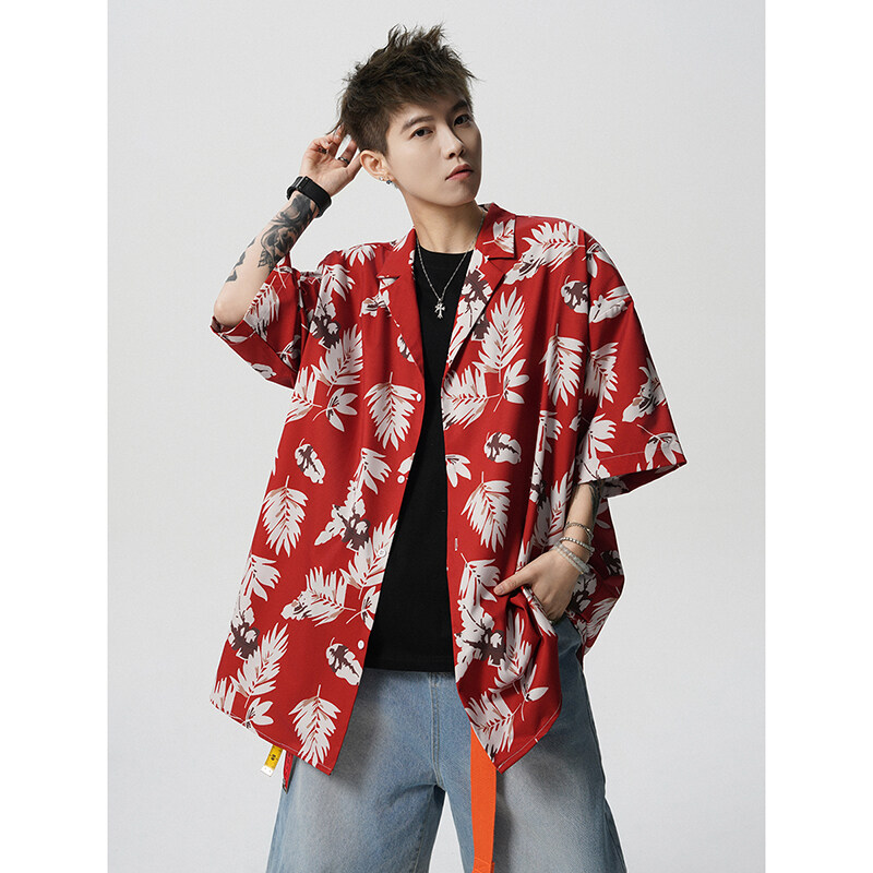 Summer Vintage Floral Print Lo - Resort Shirt Floral 评论和价格