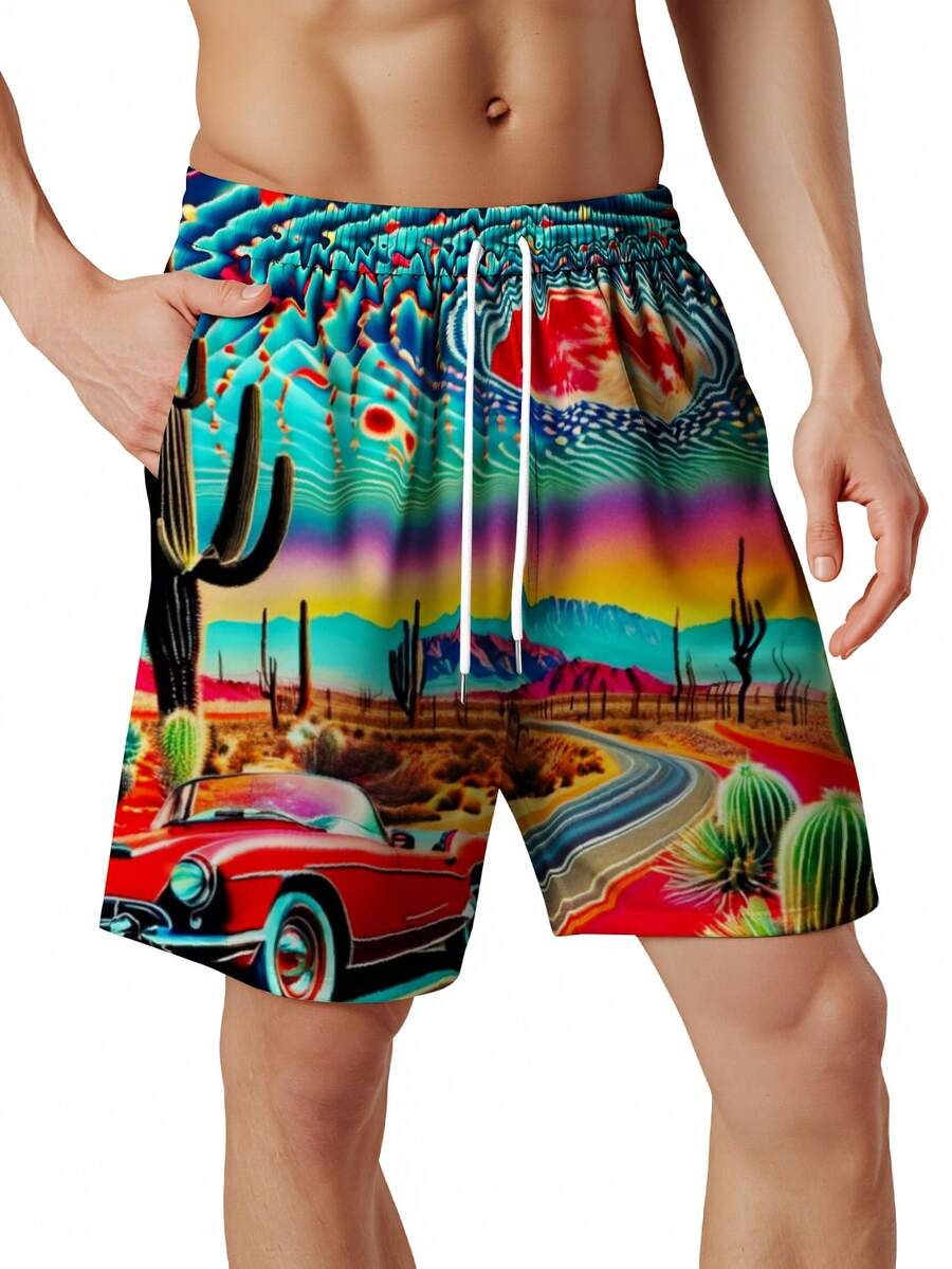 Mens Desert Scene Swim Trunks  - Swim Trunk Quick Dry 评论和价格