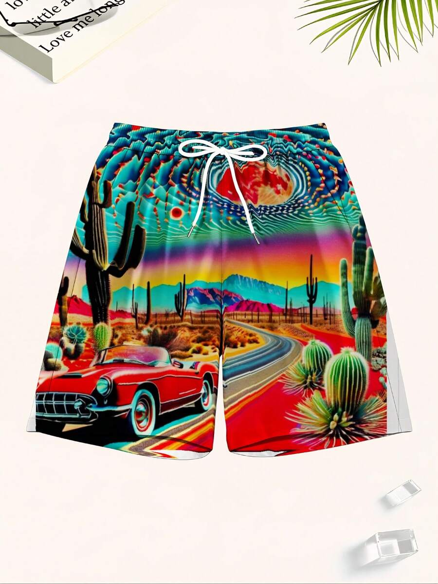 Mens Desert Scene Swim Trunks  - Swim Trunk Quick Dry 评论和价格