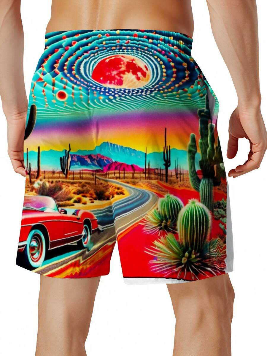 Mens Desert Scene Swim Trunks  - Swim Trunk Quick Dry 评论和价格