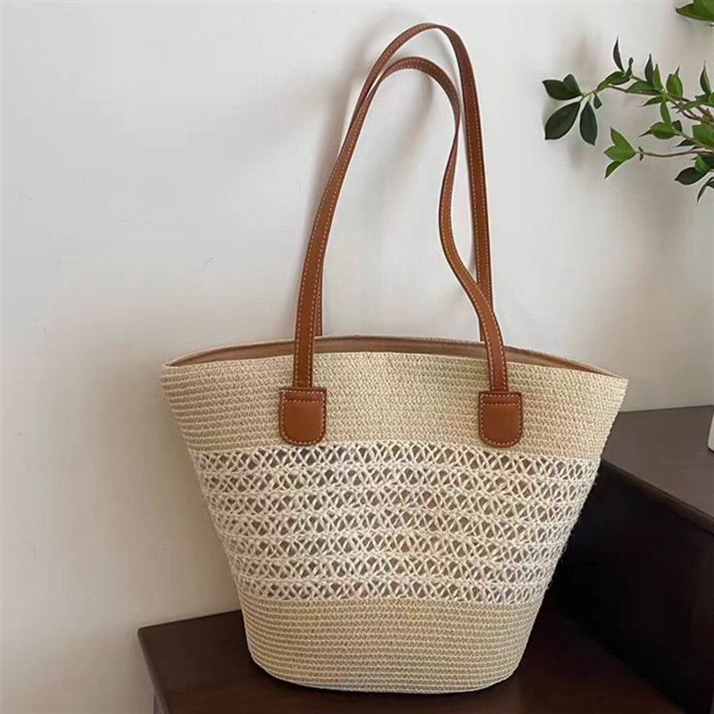 Large Capacity Straw Woven Bag - Bucket Hat Straw 评论和价格