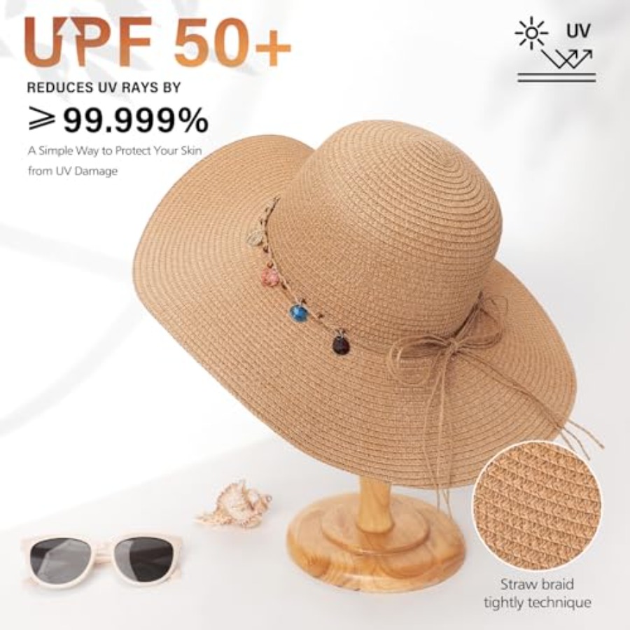 Trifabricy Beach Sun Straw Hat - Packable Hat Nylon 评论和价格