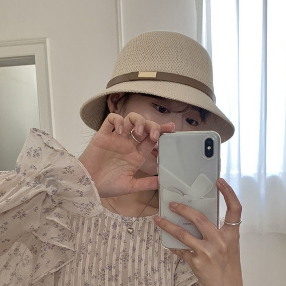 Korean PU Leather Belt Women S - Bucket Hat Straw 评论和价格