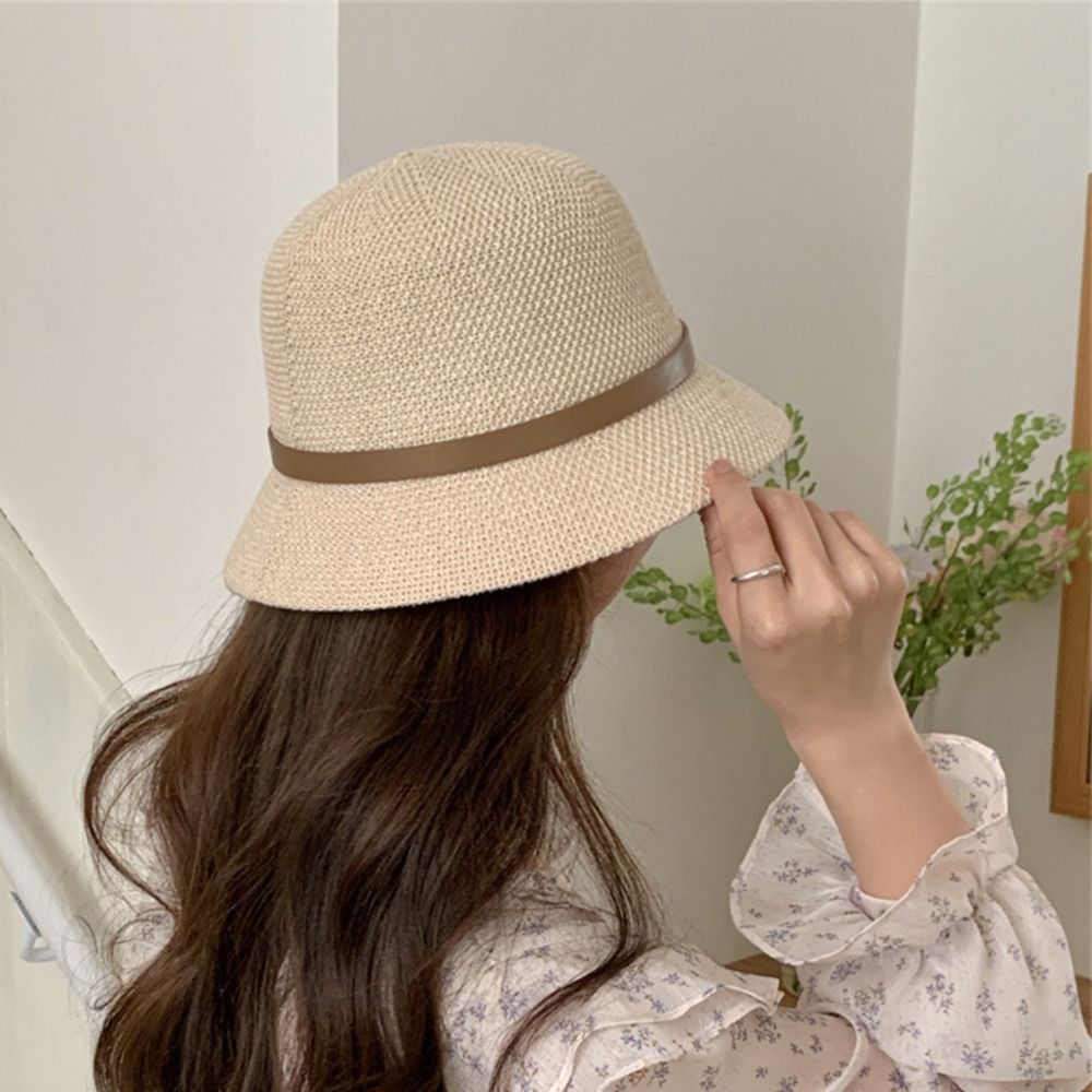 Korean PU Leather Belt Women S - Bucket Hat Straw 评论和价格