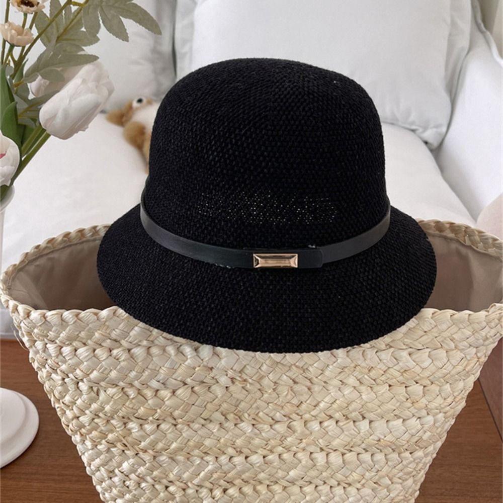Korean PU Leather Belt Women S - Bucket Hat Straw 评论和价格