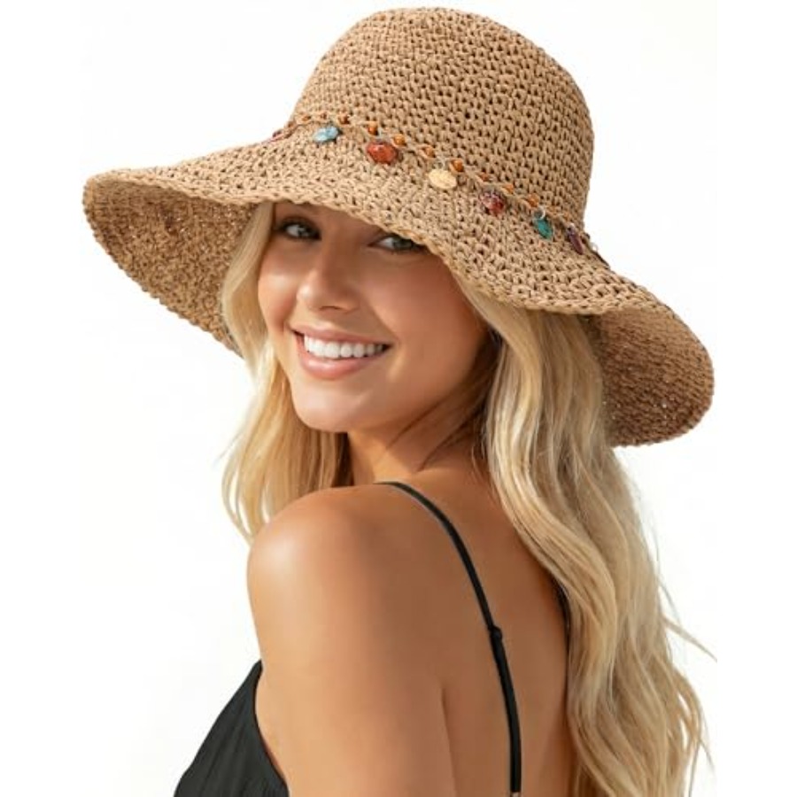 Beach Sun Hats for Women, Stra - Packable Hat Nylon 评论和价格
