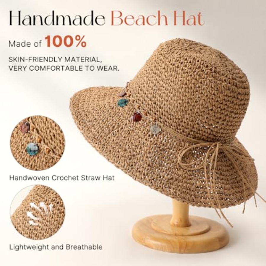 Beach Sun Hats for Women, Stra - Packable Hat Nylon 评论和价格