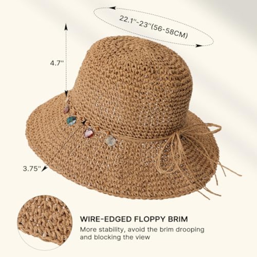 Beach Sun Hats for Women, Stra - Packable Hat Nylon 评论和价格