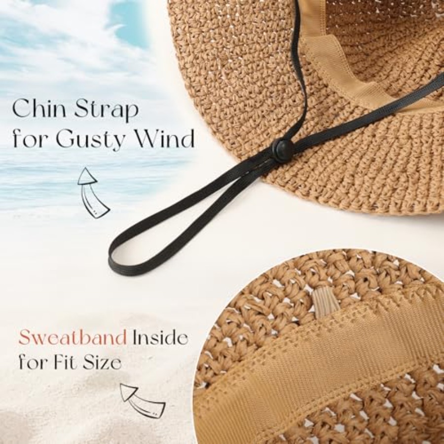Beach Sun Hats for Women, Stra - Packable Hat Nylon 评论和价格