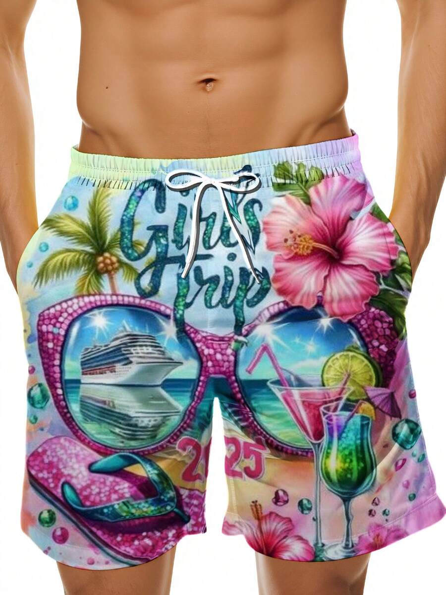 Mens Beach Swim Trunks 3D Prin - Swim Trunk Quick Dry 评论和价格