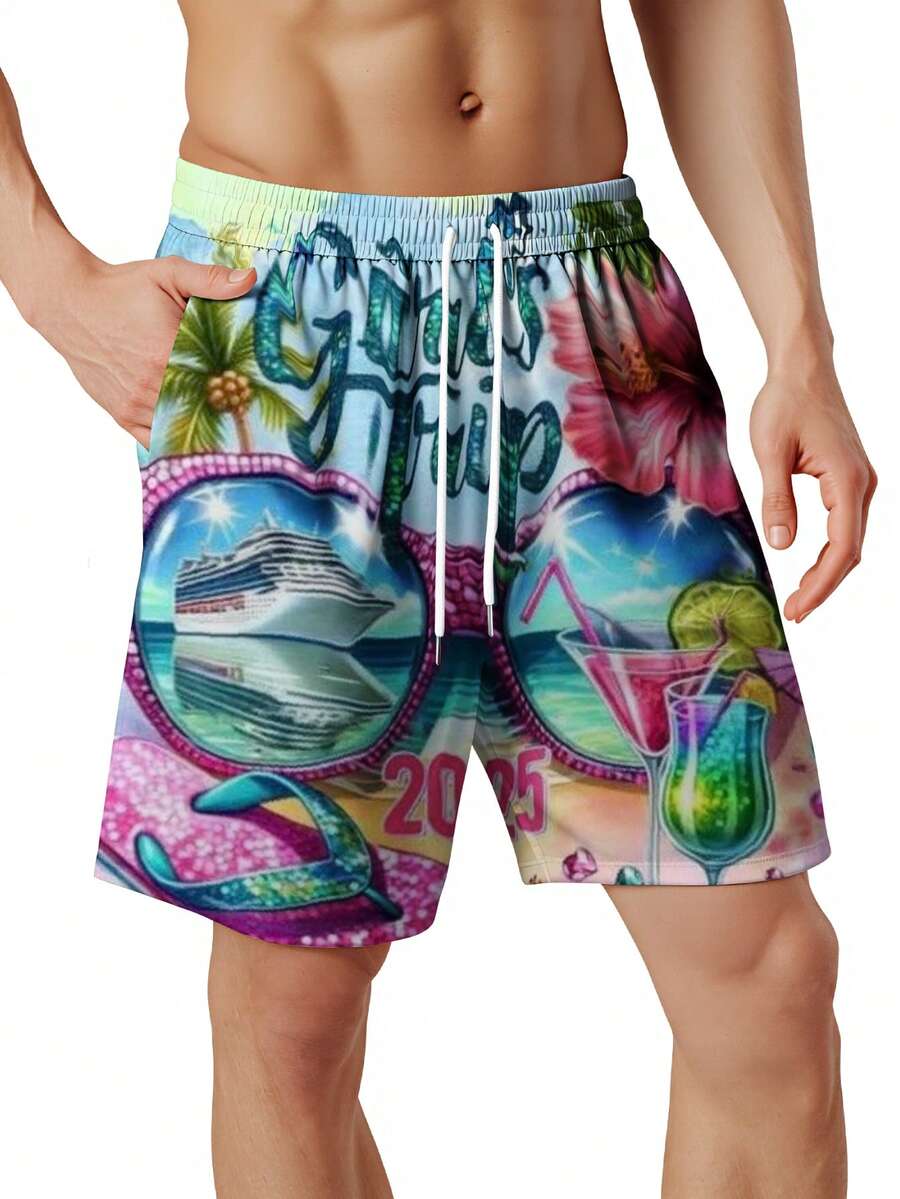 Mens Beach Swim Trunks 3D Prin - Swim Trunk Quick Dry 评论和价格