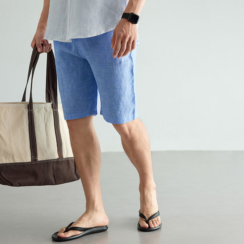 Men's Linen Cotton Shorts Summ - Short Linen Drawstring 评论和价格
