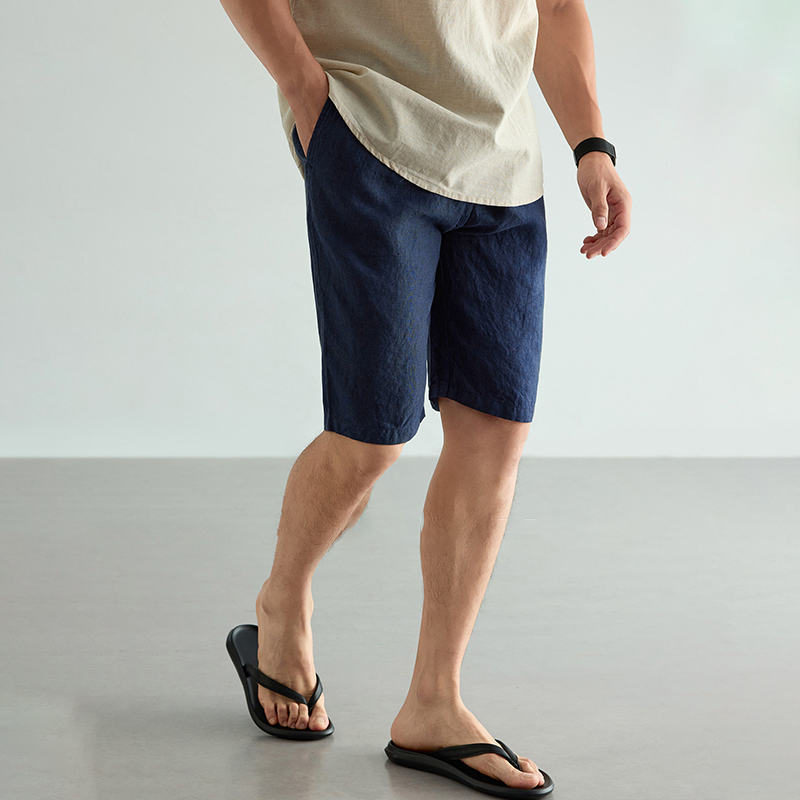 Men's Linen Cotton Shorts Summ - Short Linen Drawstring 评论和价格