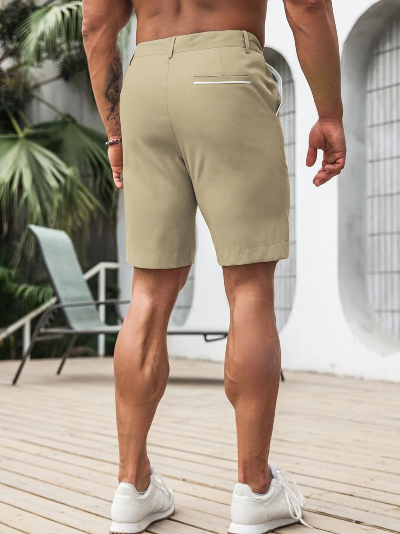 Men Fashion Slim Fit Chino Sho - Shorts Chino Slim 评论和价格