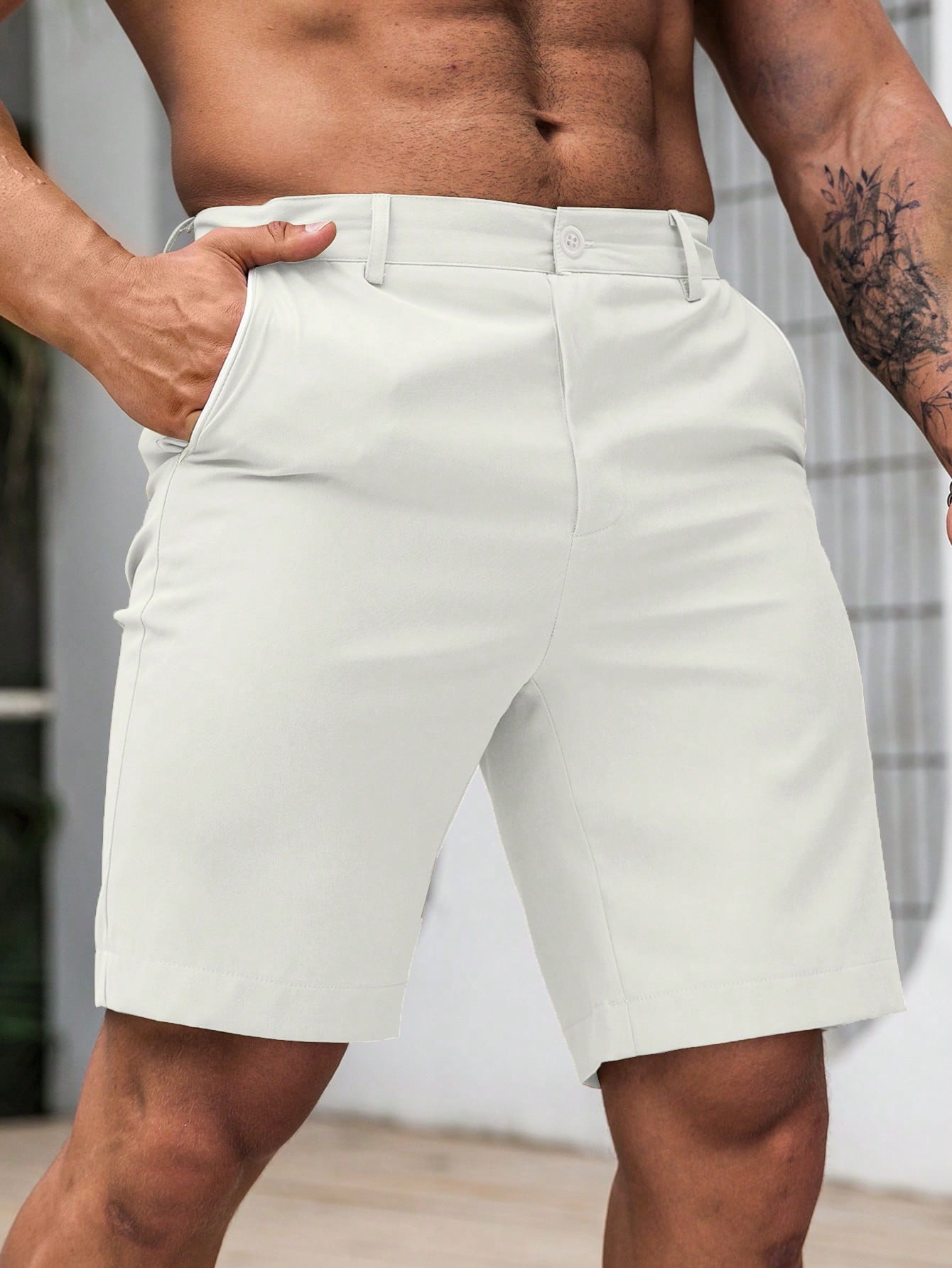 Men's Solid Chino Casual Short - Shorts Chino Slim 评论和价格