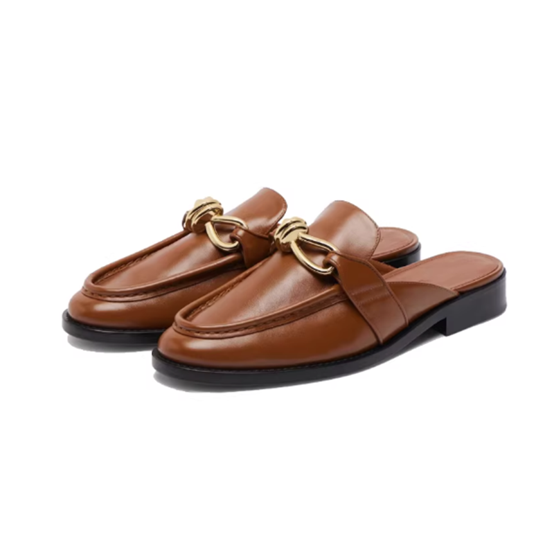 Metal Buckle Half Slippers For - Flip Flop Leather Men 评论和价格