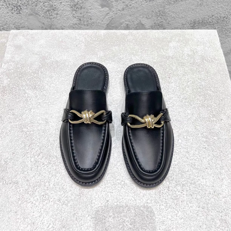 Metal Buckle Half Slippers For - Flip Flop Leather Men 评论和价格