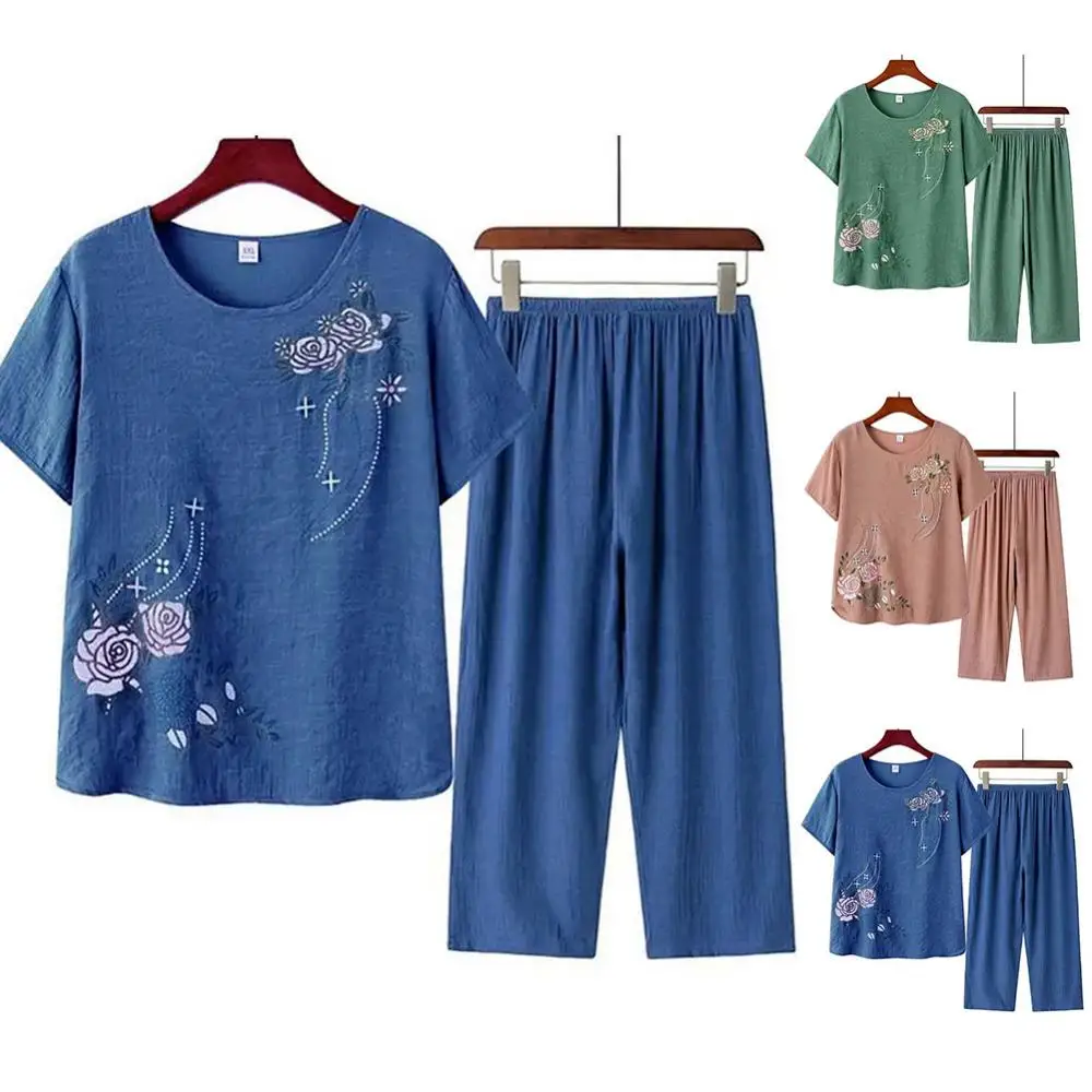 Middle-aged elderly women's sh - Linen Shirt Breathable 评论和价格