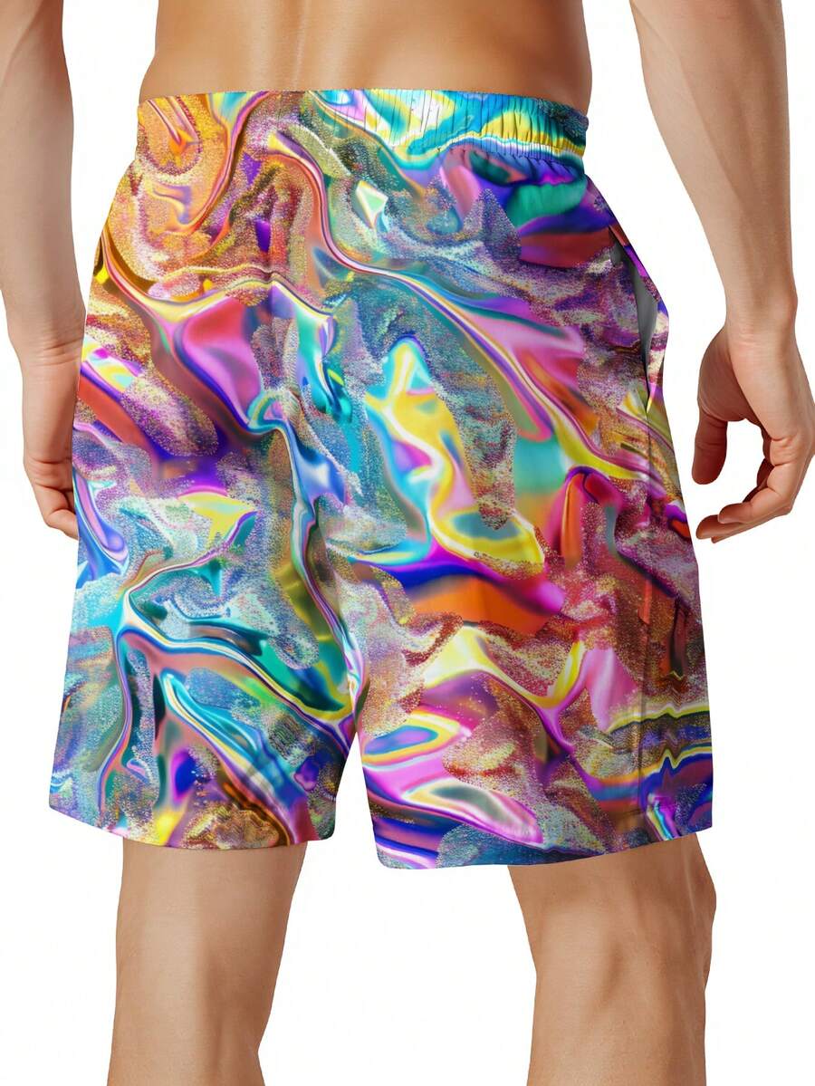 Mens Colorful Abstract Print Q - Swim Trunk Quick Dry 评论和价格