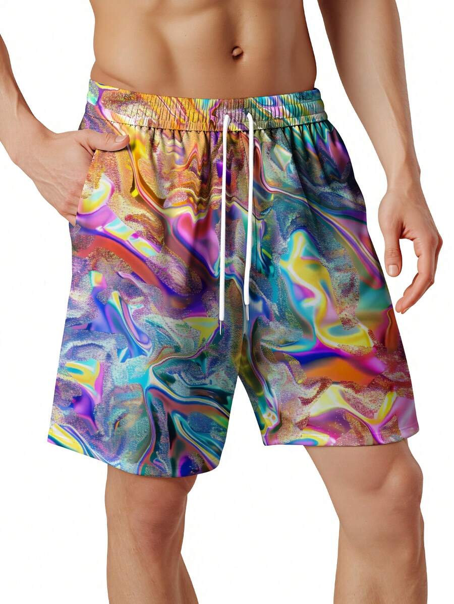 Mens Colorful Abstract Print Q - Swim Trunk Quick Dry 评论和价格