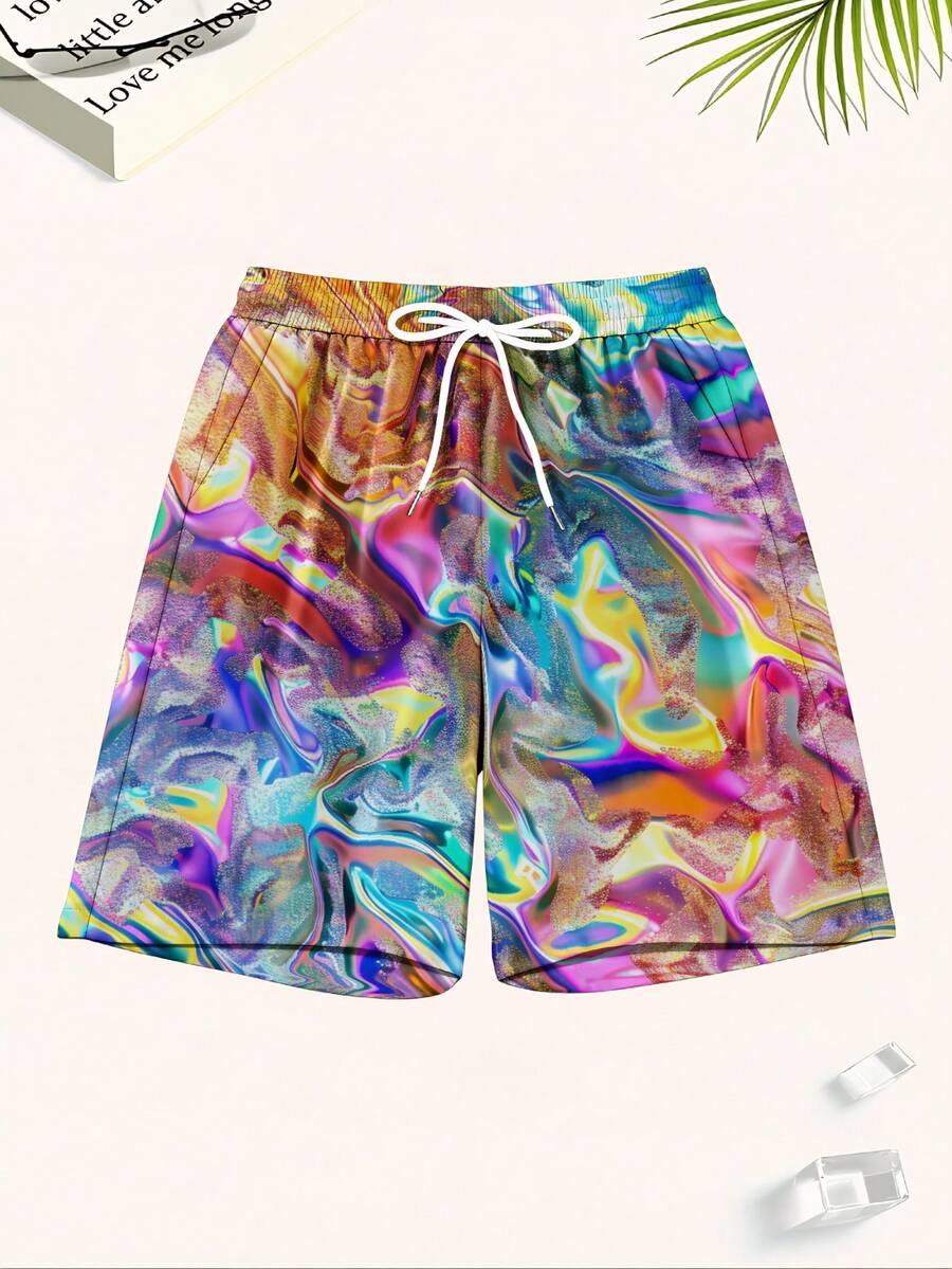 Mens Colorful Abstract Print Q - Swim Trunk Quick Dry 评论和价格