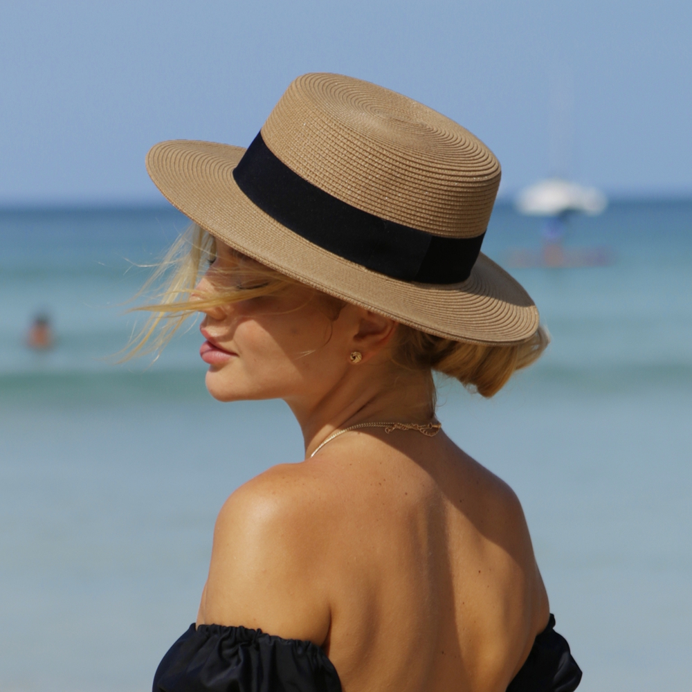 Unisex Flat Top Boater Sun Hat - Bucket Hat Straw 评论和价格
