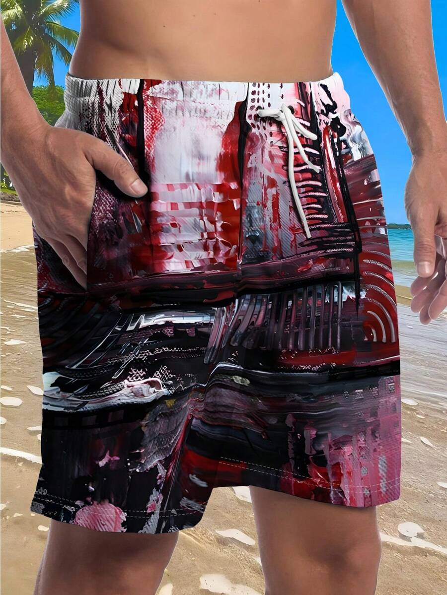 Mens Abstract Print Beach Shor - Swim Trunk Quick Dry 评论和价格