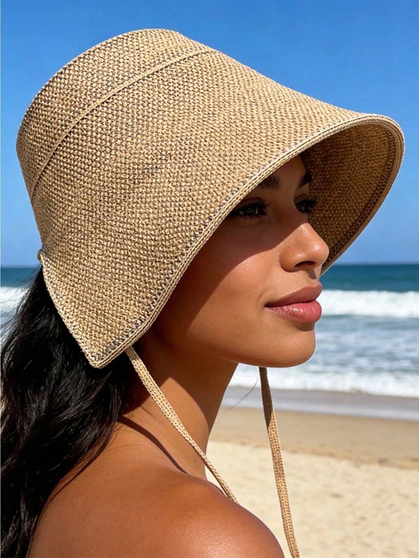 Straw Wide-Brim Sun Hat For Wo - Bucket Hat Straw 评论和价格