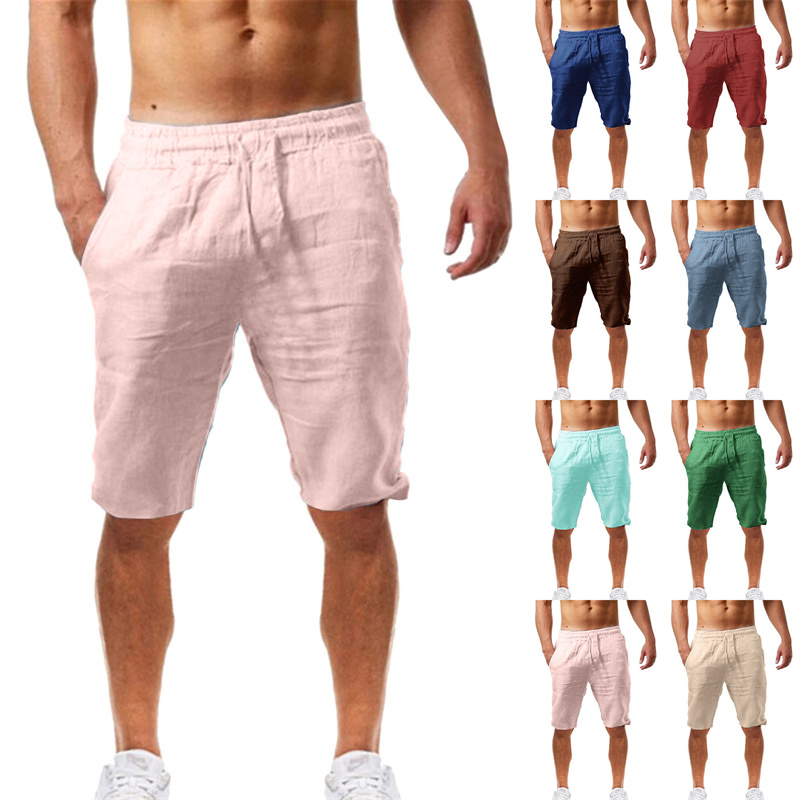 2026 Summer Men's Shorts Cotto - Short Linen Drawstring 评论和价格