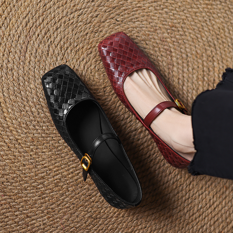 Woven Flat Bottom Mary Jane Wo - Casual Sandal Leather 评论和价格