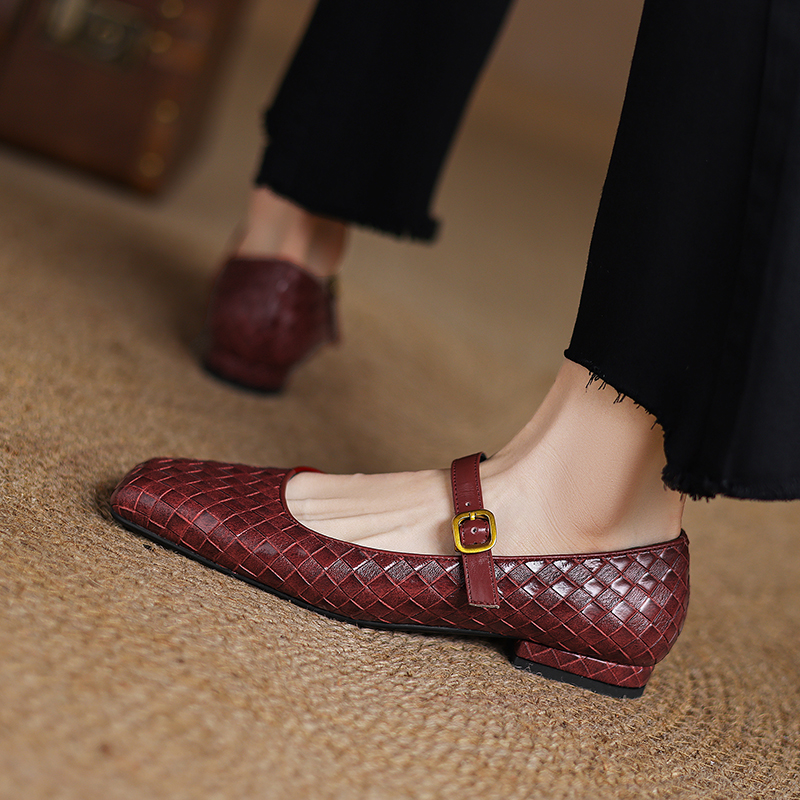 Woven Flat Bottom Mary Jane Wo - Casual Sandal Leather 评论和价格