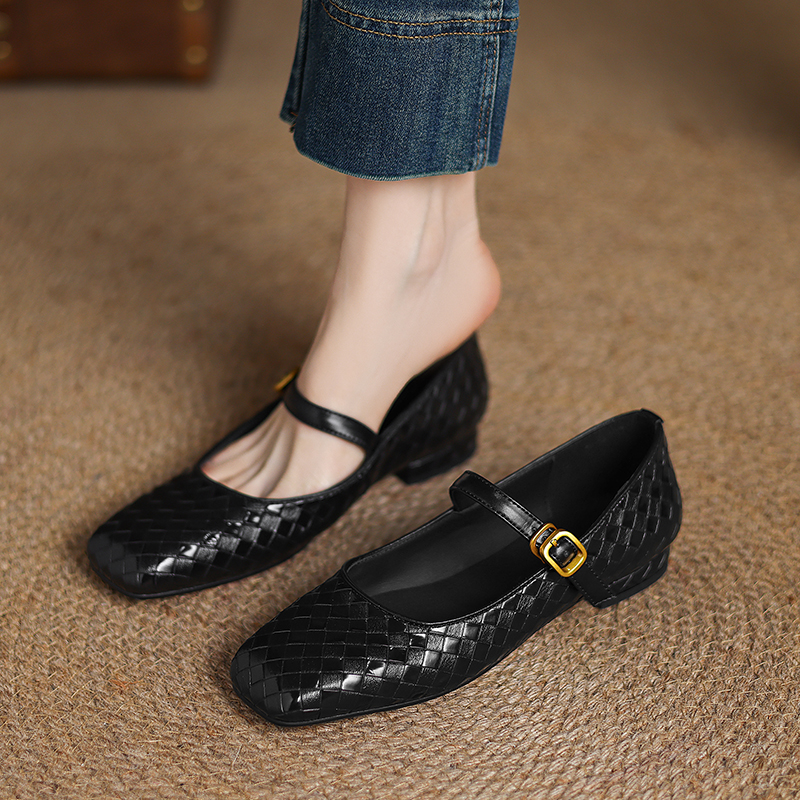 Woven Flat Bottom Mary Jane Wo - Casual Sandal Leather 评论和价格